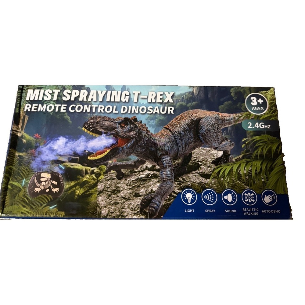 Mist Spray Remote Control Dinosaur,RC Spinosaur 2.4Ghz RC Walking Light & Roar
